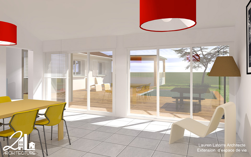 Extension en ossature bois et aménagement d’espaces de vie