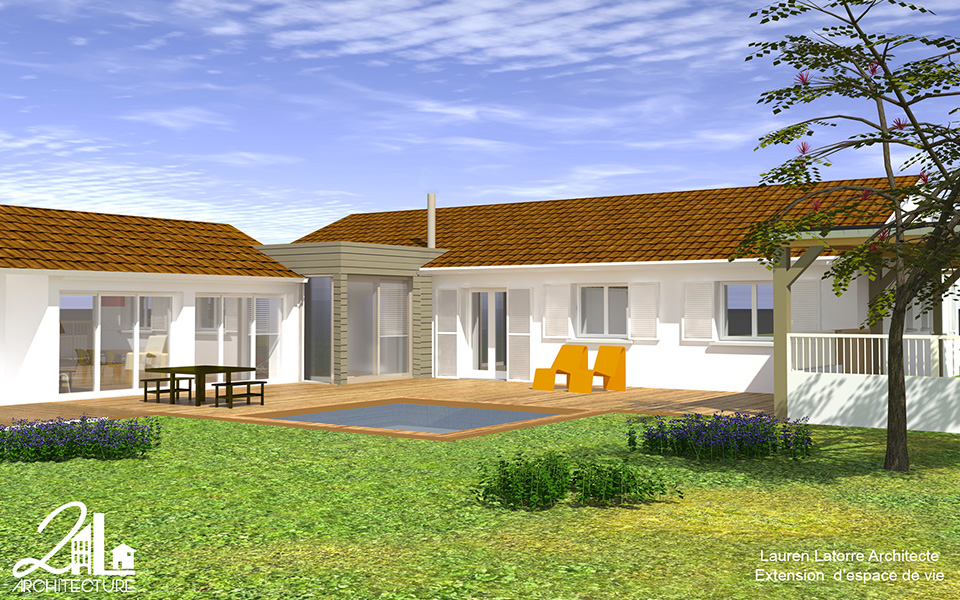 Extension en ossature bois et aménagement d’espaces de vie