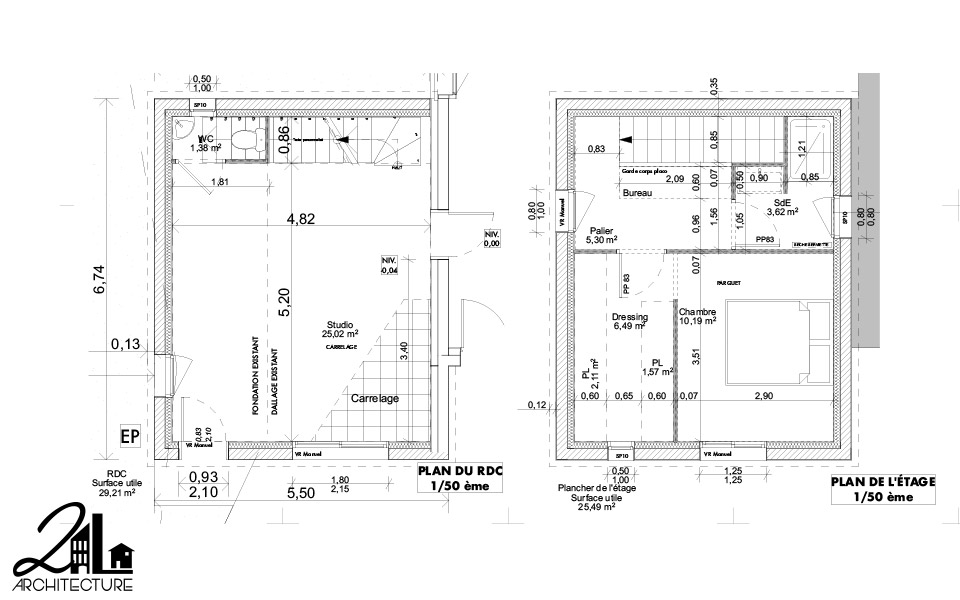 Ajout d’un étage & studio photo, dans le cadre d’une extension de maison individuelle