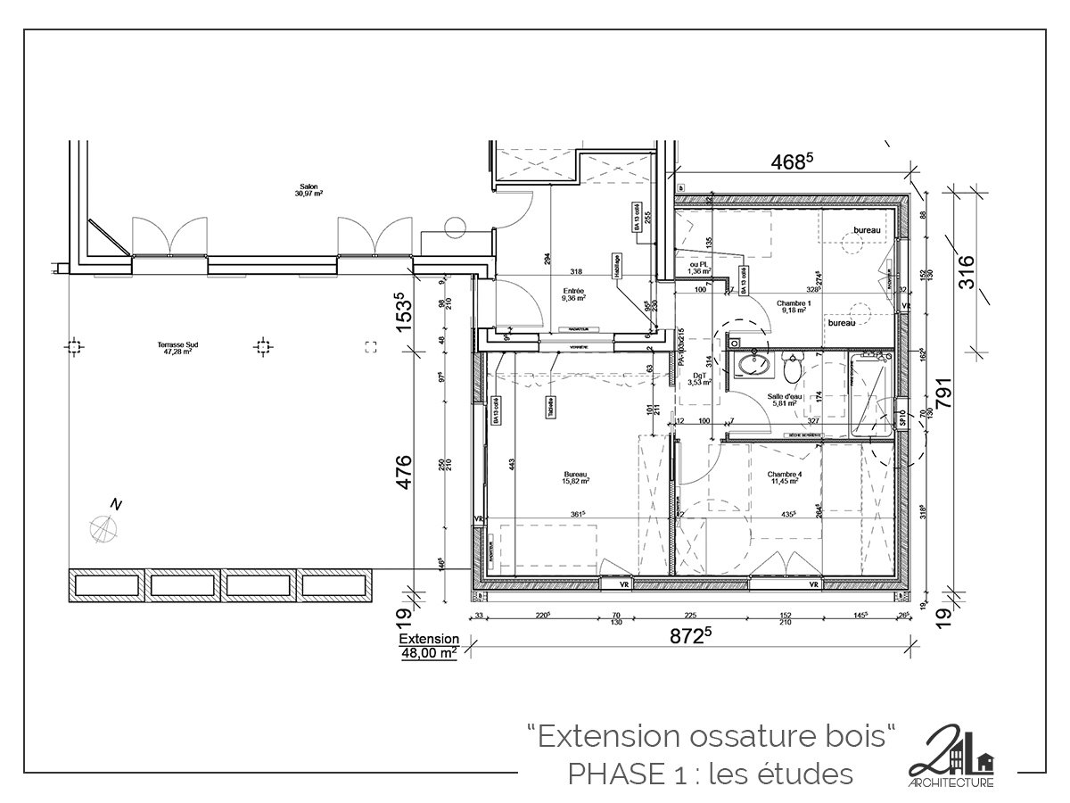 Suivez le chantier de la construction d'une extension en ossature bois. Phase 1, les études, les plans